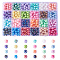 600Pcs 24 Colors Opaque Acrylic Beads, AB Color Plated, Round, Mixed Color, 8x7mm, Hole: 2mm, 25pcs/color