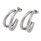 Non-Tarnish Moon 304 Stainless Steel Stud Earrings for Women, Stainless Steel Color, 24.5x11mm