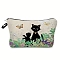 Cat Linen Waterproof Bag, Multipurpose Travel Toiletry Pouch with Metal Zipper, Beige, 25x17x6cm