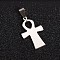 Tarnish Resistant 201 Stainless Steel Ankh Cross Pendants, Stainless Steel Color, 34x20.5x1.5mm, Hole: 4x9mm