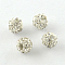 Handmade Round Polymer Clay Rhinestone Spacer Beads, Crystal, 5mm, Hole: 1mm