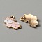 Alloy Enamel Pendants, Light Gold, Cow Charms, Pink, 17x19x2mm, Hole: 2mm