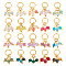 80Pcs 20 Styles Natural Mixed Gemstone Pendants, Facted Gems Charms, Round & Rondelle, Golden Plated with 304 Stainless Steel Open Jump Ring, Mixed Dyed and Undyed, Golden, 18mm, 4pcs/style