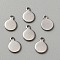 304 Stainless Steel Blank Charms, Flat Round, Stainless Steel Color, 9.5x7x0.9mm, Hole: 1.2mm