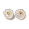 Natural White Chalcedony Beads, Paw Print with Golden Tone Brass Coin, 13x13.5x10mm, Hole: 1mm