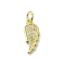 Brass Micro Pave Clear Cubic Zirconia Charms, with Jump Ring, Wing Charm, Real 18K Gold Plated, 15x6x1.5mm, Hole: 3mm