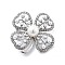 Alloy Brooch, with Rhinestone and ABS Imitation Pearl, Flower, Platinum, 37x37mm