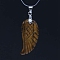 Natural Tiger Eye Pendants, with Platinum Tone Brass Findings, Wing, 35x17mm