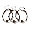 Natural Tiger Eye Round & Synthetic Non-magnetic Hematite & White Shell Beaded Bracelets for Women, 7-1/4 inch(18.5cm)