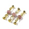 Natural Rhodochrosite with Brass Fold Over Clasps, Real 18K Gold Plated, Long-Lasting Plated, Rack Plating, Faceted Twist, 45mm