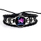 Constellation PU Leather & Glass Triple Layer Multi-strand Bracelets, Braided Adjustable Bracelets, Sagittarius, 7-1/8 inch(18cm)