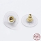 925 Sterling Silver Ear Nuts, with 925 Stamp, Real 18K Gold Plated, 6.5x12mm, Hole: 0.8mm