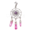 Alloy Woven Net/Web with Natural Amethyst Pendants Decorations HJEW-TA00194-04-1