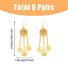 FIBLOOM 6 Pairs 6 Style Ethnic Style Alloy Chandelier Earrings EJEW-FI0002-04-2