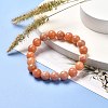 Natural Peach Calcite Round Beads Stretch Bracelet for Her BJEW-JB06822-02-2