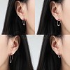 Rhodium Plated 925 Sterling Silver Circle Beaded Huggie Hoop Earrings for Women JE912A-02-5