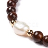 Round Dyed Natural Freshwater Shell Stretch Beaded Bracelets BJEW-JB05727-03-3