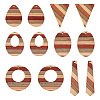 Pandahall 12Pcs 6 Styles Wenge Wood & Sandalwood & White Ash Pendants WOOD-TA0001-94-2