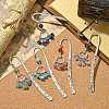 5Pcs 5 Style Ring Alloy Pendant Bookmarks with Gemstone Chip Tassels AJEW-TA00009-2