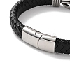 Men's Braided Black PU Leather Cord Bracelets BJEW-K243-19AS-3