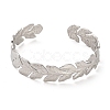 304 Stainless Steel Leaf Cuff Bangles BJEW-G694-08P-2