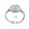 Non-Tarnish 304 Stainless Steel Oval Open Cuff Ring RJEW-T023-53P-2