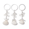 3Pcs 3 Styles Natural Shell Keychains KEYC-JKC00973-1