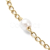 Glass Pearl Beaded Chain Anklet with Curb Chains X-AJEW-AN00542-3