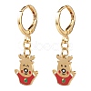 Brass Huggie Hoop Earrings for Christmas EJEW-JE04509-2