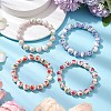 Handmade Flower Printed Porcelain Ceramic Beaded Stretch Bracelet BJEW-JB11063-2