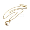 Golden Brass Crescent Moon Pendant Necklace with Rhinestone NJEW-Z015-01D-G-1