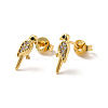 Rack Plating Brass Micro Pave Clear Cubic Zirconia Bird Stud Earrings EJEW-F301-24-3