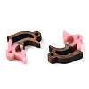 Opaque Resin & Walnut Wood Connector Charms RESI-N039-46F-2
