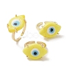 Lampwork Oval with Evil Eye Open Cuff Ring RJEW-I086-13G-06-2