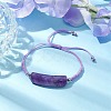 Curved Rectangle Natural Amethyst Adjustable Nylon Cord Braided Bead Bracelets for Women Men BJEW-JB10280-04-4