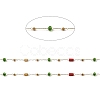 Cuboid Natural Mixed Gemstone & Glass Rondelle Beaded Link Chains CHS-G028-18G-02-2