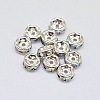 Rack Plating Rondelle Brass Grade A Rhinestone Spacer Beads RB-D301-06S-1