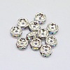 Rack Plating Rondelle Brass Grade A Rhinestone Spacer Beads RB-D301-06S-1