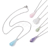 5Pcs 5 Color Dyed Natural Quartz Crystal Teardrop Pendant Necklaces Set NJEW-JN04497-01S-1