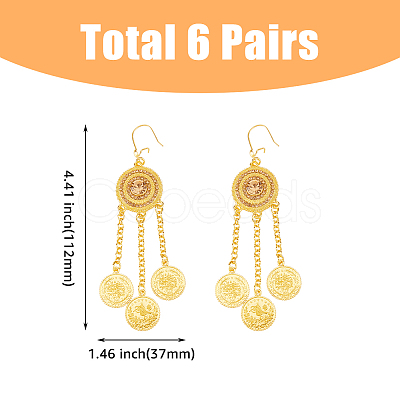 FIBLOOM 6 Pairs 6 Style Ethnic Style Alloy Chandelier Earrings EJEW-FI0002-04-1