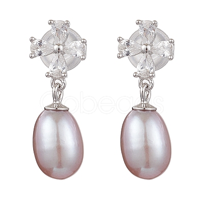 Natural Pearl Ear Studs EJEW-P286-09P-1