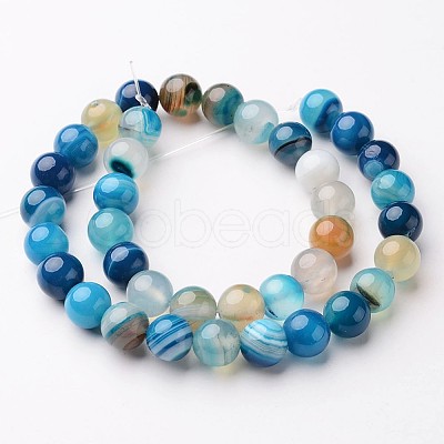 Natural Striped Agate/Banded Agate Beads Strands G-D845-01E-8mm-1