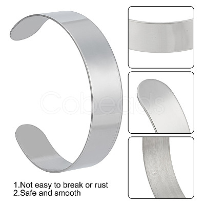 GOMAKERER 10Pcs 304 Stainless Steel Open Cuff Bangles BJEW-GO0001-02B-1