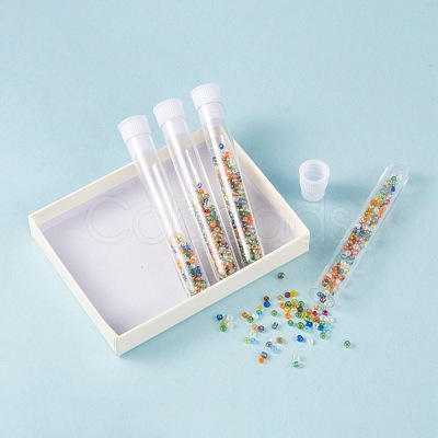 Clear Tube Plastic Bead Containers with Lid X-C065Y-1