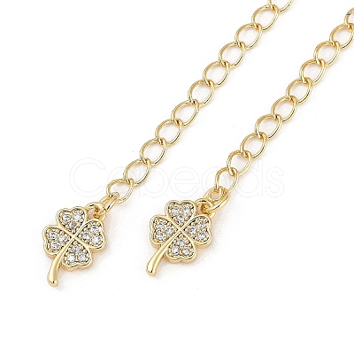 Brass Micro Pave Cubic Zirconia Ends with Chains KK-U043-04G-1