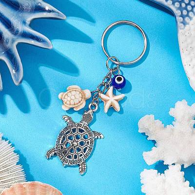 Tibetan Style Alloy Tortoise Keychains KEYC-JKC00964-02-1