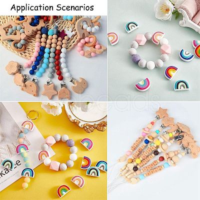 6Pcs 6 Colors Rainbow Silicone Beads JX322A-01-1