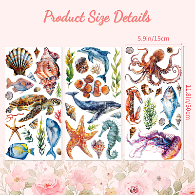 3 Sheets 3 Styles Flower PVC Waterproof Decorative Stickers DIY-WH0404-047-1