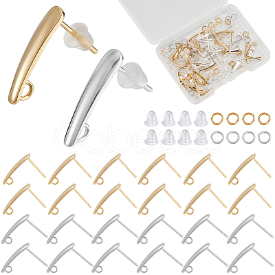 CREATCABIN 40Pcs 2 Colors Teardrop Brass Stud Earring Findings DIY-CN0002-72-1