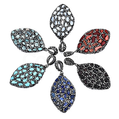 Polymer Clay Rhinestone Pendants RB-S056-12B-B-1